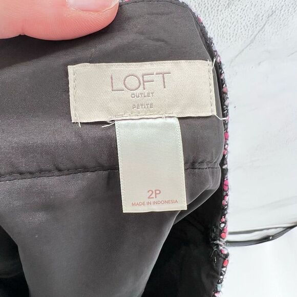 Loft Tweed multicolor mini skirt size 2 petite pink & blue colorful career - Picture 7 of 8